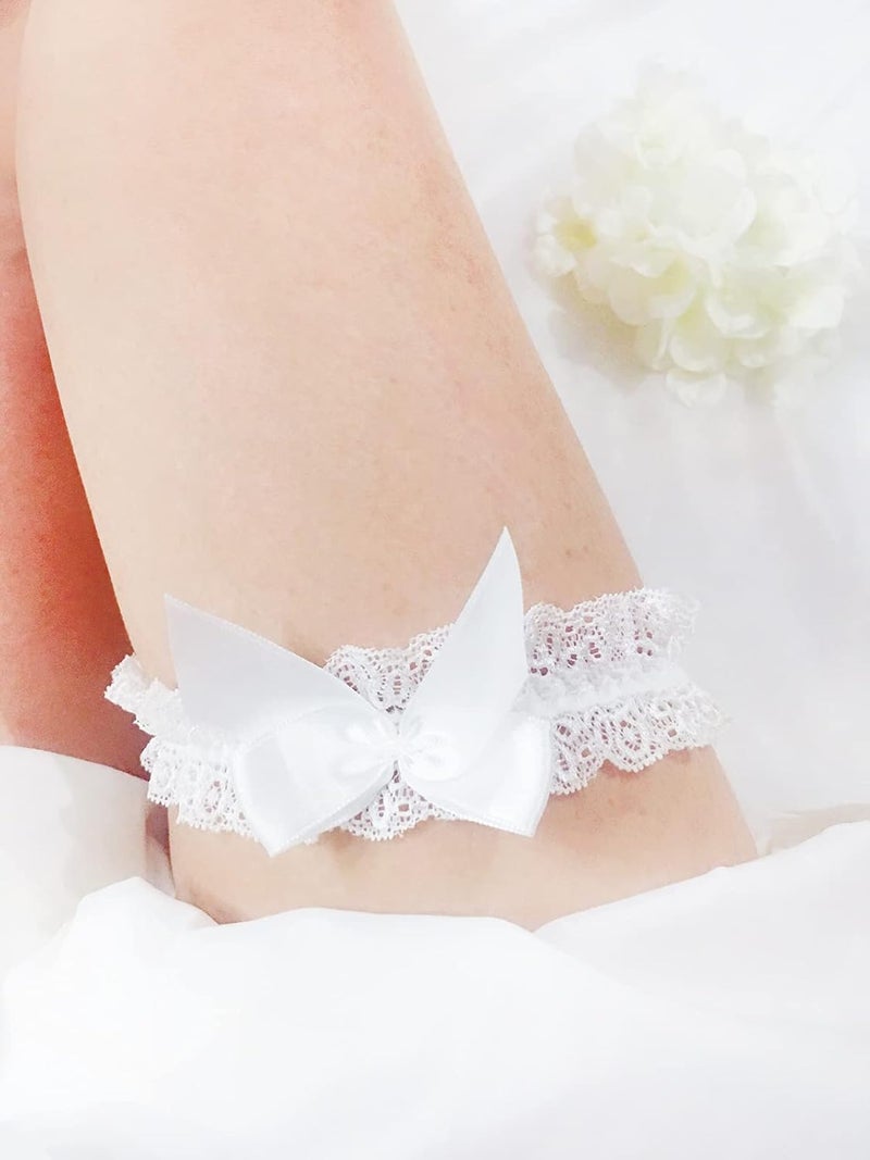 LeJulyeekay Womens garters Wedding Garters for Bride with Bow Party Prom Leg Lace Garter - Image 4